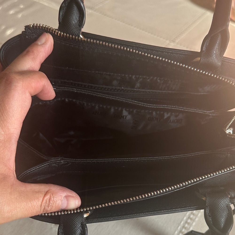DKNY Black Satchel with Gold Accents - Picture 5 of 5